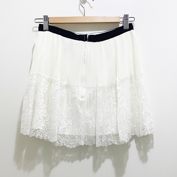 Divided Beautiful Pleated Lace Chiffon Skirt White Black 6 - Picture 5 of 9